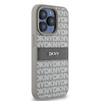 DKNY Odinis mono juosta ir metalinis logotipas dėklas telefonui iPhone 15 Pro Max - smėlio