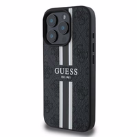 Guess 4G dryžuotas magnetinis dėklas telefonui iPhone 16 Pro Max - juoda