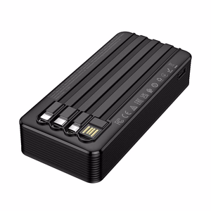 Borofone Išorinė baterija 20000mAh BJ84A Smooth - USB - with USB, Type C, Lightning and Micro USB cables juodas