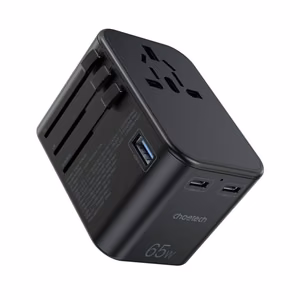 Universalus kelioninis įkroviklis Choetech PD5009 65W 2xUSB-C/USB-A juodas