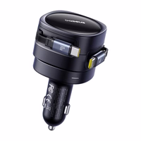 Baseus Enjoyment Max automobilinis įkroviklis su USB-C+USB-C kabeliais 60W juodas