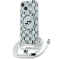 Karl Lagerfeld IML Crossbody Monogram Karl & Choupette Head Magnetinis dėklas telefonui iPhone 15 / 14 / 13 – permatomas