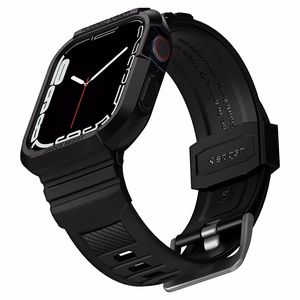 Spigen Rugged Armor Pro dėklas su dirželiu Apple Watch 4 / 5 / 6 / 7 / 8 / SE (44/45 mm) - juodas