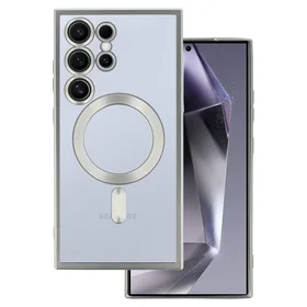 Dėklas telefonui metalinis magnetinis Samsung Galaxy S24 sidabrinis