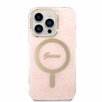 Rinkinys Guess GUBPP14LH4EACSP dėklas + įkroviklis iPhone 14 Pro 6.1" rožinis/rožinis kietas dėklas 4G Print Magnetinis