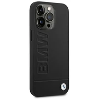 Dėklas BMW BMHCP14XSLLBK iPhone 14 Pro Max 6.7 "juodas / juoda Odinis Antspaudas
