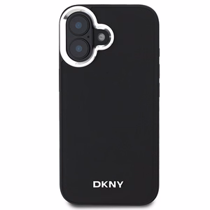 DKNY Paprastas sidabrinis logotipas magnetinis iPhone 16 dėklas - juodas