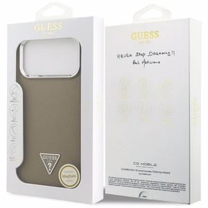 GUESS чехол IPHONE 17 Pro Max совместим с MagSafe GUHMP17XPGTSPSW (Grained PU Triangle Logo) коричневый