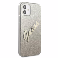 Guess GUHCP12SPCUGLSGO iPhone 12 mini 5.4" auksinis/auksinis kietas dėklas Glitter Gradient Script