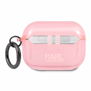 Karl Lagerfeld Blizgučių Karlo Galvos Dėklas AirPods Pro - rožinis