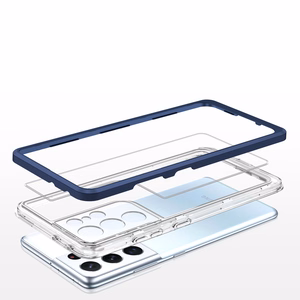 Skaidrus 3in1 dėklas Samsung Galaxy S22 Ultra rėmelio gelis mėlynas