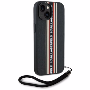 Karl Lagerfeld Saffiano Athleisure Stripes Cord Dėklas telefonui iPhone 15 - raudonas