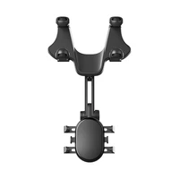 Automobilinis telefono laikiklis galinio vaizdo veidrodžiui - juodas