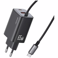 Tinklo įkroviklis USAMS JC Series CC266 65W GaN Fast Charger 2xUSB-C 1xUSB-A juodas