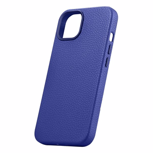 iCarer Litchi Premium odinis dėklas iPhone 14 Magnetinis odinis dėklas su MagSafe Tamsiai mėlynas (WMI14220709-DB)