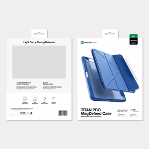 AmazingThing Titan Pro dėklas iPad A16 11" su 720° pasukamu stovu ir rašiklio laikikliu, mėlynas
