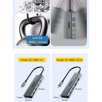 Adapteris Essager "4 in 1" pilkas (In: Type-C, Out: 4xUSB-C)