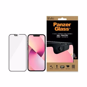 PanzerGlass E2E Microfracture grūdintas stiklas iPhone 13 Mini CamSlider antibakterinis juodas