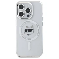Karl Lagerfeld IML Metalinė Choupette galva MagSafe dėklas iPhone 15 Pro Max - baltas