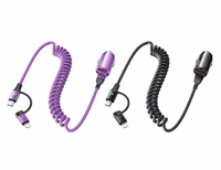 CAR ĮKROVIKLIS REMAX RUICHY SERIES 45 RCC356 + LIGHTNING/USB-C LAIDAS juodas