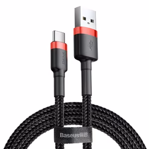 Baseus Cafule Cable patvarus nailoninis kabelis USB / USB-C QC3.0 2A 3M juodas-raudonas (CATKLF-U91)