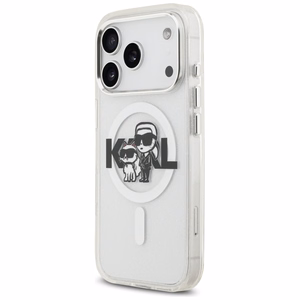 Karl Lagerfeld IML Glitter Karl & Choupette Sketch Logo MagSafe чехол для iPhone 17 Pro - прозрачный
