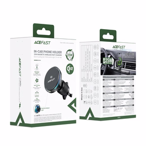 Acefast D61 magnetinis automobilio ventiliacijos angos laikiklis su Qi2 25 W belaidžiu įkrovimu, pilkas