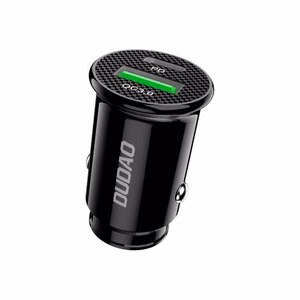 Automobilinis įkroviklis Dudao R3PRO juodas (1xUSB / 1xUSB-C / 18W) + Type-C / Lightning laidas