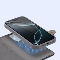 Dux Ducis Lawa iPhone 16 Pro odinis dėklas su nuimama magnetine pinigine - pilkas