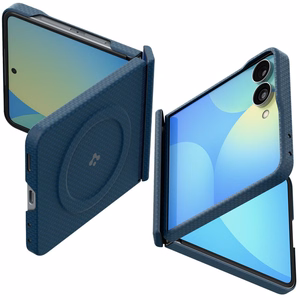 Spigen AirSkin Aramid MagFit MagSafe dėklas, skirtas Samsung Galaxy Z Flip 8 – tamsiai mėlynas