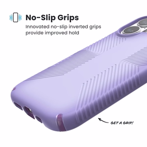 Speck Presidio Lux Grip MagSafe dėklas, skirtas iPhone 17, „Purple Fade / Magic Purple / New Poppy“ spalvos