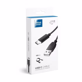 BLUE STAR LITE kabelis 3A USB A į Type C 1,2 m juodas