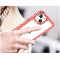 Outer Space dėklas telefonui iPhone 14 kietas dangtelis su geliniu rėmeliu raudonas