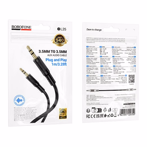 Borofone kabelis AUX BL25 Nice - jack 3,5mm į jack 3,5mm - 1 metras juodas