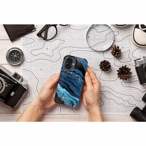 FORCELL F-PROTECT Mirage, militarinio kritimo testuotas dėklas telefonui, MagSafe suderinamas IPHONE 15 PRO tamsiai mėlynas
