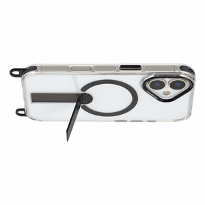 Hurtel dėklas su stovu, 30 cm rankiniu ir 120 cm pečių dirželiu, suderinamas su „MagSafe“, skirtas „iPhone 17“ – juodas