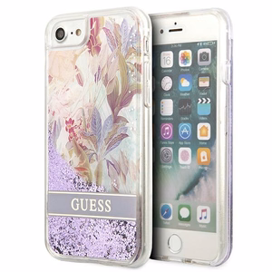 Чехол Guess Flower Liquid Glitter для iPhone SE 2022 / SE 2020 / 7 / 8 - фиолетовый