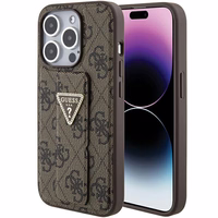 Guess dėklas telefonui su stovu Grip Stand 4G Triangle Strass iPhone 15 Pro Max - rudas