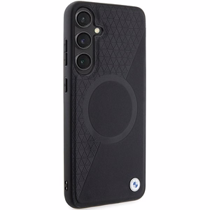 BMW BMHMS24M23RTPK S24+ S926 чёрный/чёрный жёсткий чехол Signature Leather Half Textured & Circle MagSafe