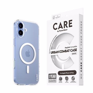 CARE by PanzerGlass Flagship dėklas iPhone 16 Plus 6.7" baltas/baltas magnetinis 1339