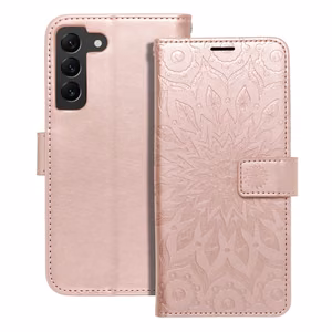 Чехол-книжка MEZZO для SAMSUNG S22 мандала розовое золото