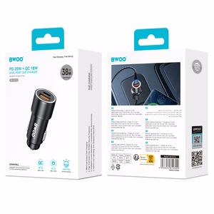 Автомобильное зарядное устройство Bwoo (CC73) (1xUSB; 1xUSB-C; 38W) чёрный