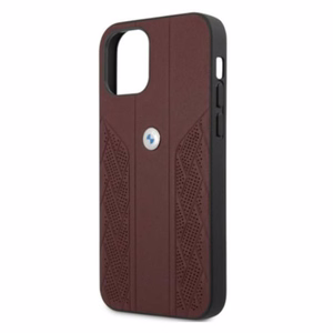 BMW Odinis išlenktas perforuotas dėklas iPhone 12 Pro Max - raudonas