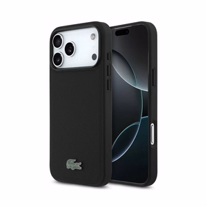 Dėklas Lacoste PVC Petit Pique Semi Wrap Embossed MagSafe Apple iPhone 18 Pro Max juodas