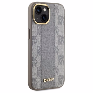 DKNY Odinis languotas mono raštas Magnetinis dėklas telefonui iPhone 15 Plus - smėlio spalvos