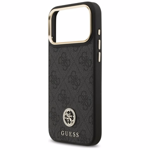 Guess 4G Strass Logo & Big Strap Metal Buttons Magnetinis dėklas iPhone 17 Pro Max - juodas