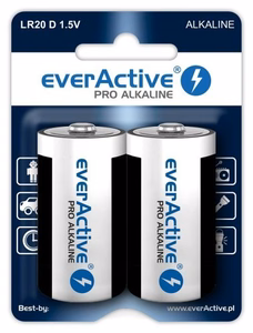Šarminės baterijos everActive Pro Alkaline LR20 D - blisteris 2 vnt.