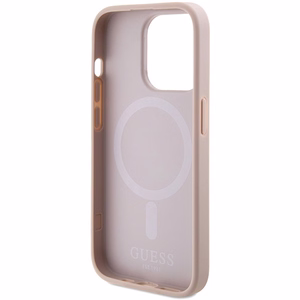 Guess Saffiano Magnetinis dėklas telefonui iPhone 15 Pro - rožinė