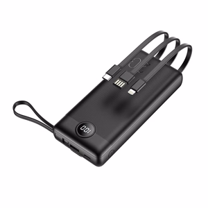 VEGER Išorinė baterija 20000 mAh su įmontuotu kabeliu Micro USB / Type C / Lightning C20 (W2047 / W2059) juoda