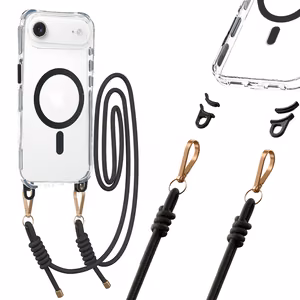 Tel Protect su dirželiu skaidrus dėklas Iphone 17 Air juodas